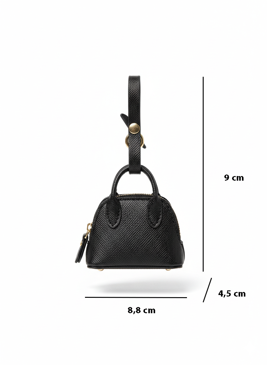 Dollcini, Mini „Boli Shell” Táskadísz – Fekete és Barna, PVC Charm Táskára