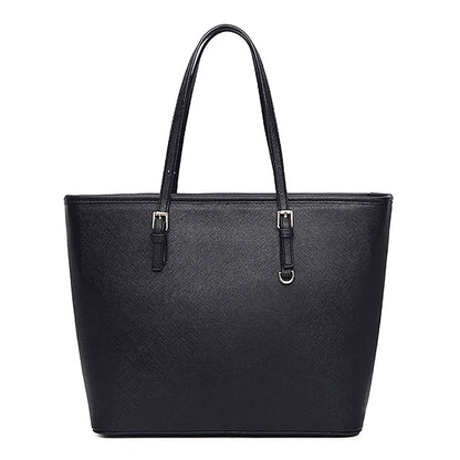 Dollcini Classic fekete nagy kapacitású női kézitáska - Elegáns vízálló PU bőr válltáska munkához, utazáshoz, Több színben