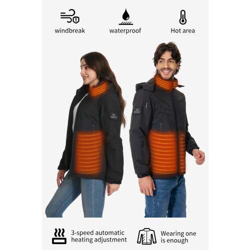 Dollcini Men's Heated Jacket – USB, Windproof Winter Coat [Powerbank sold separately]