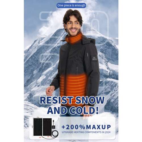 Dollcini Men's Heated Jacket – USB, Windproof Winter Coat [Powerbank sold separately]