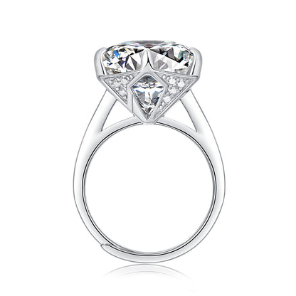 Dollcini 10-karatni moissanitni prstan – 925 srebro, klasičen šestkraki nastavek (nastavljiva velikost)