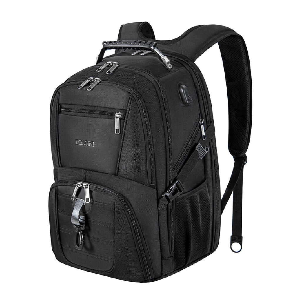 Dollcini Uniszex Laptop Hátizsák – Vízálló Utazóhátizsák, USB Töltőporttal, Fekete