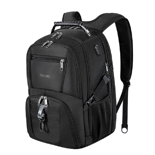 Dollcini Uniszex Laptop Hátizsák – Vízálló Utazóhátizsák, USB Töltőporttal, Fekete