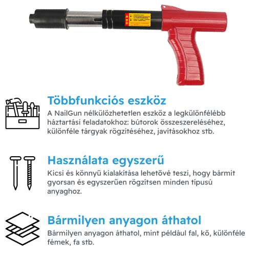 Dollcini Otthon Kézi Szögbelövő Pisztoly – Fához, Padlóburkolatokhoz, Homlokzatburkolatokhoz