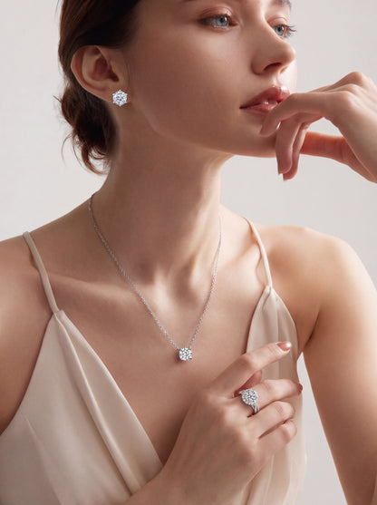 Dollcini, Prémium Moissanite Bedugós Fülbevaló – Ragyogó Kerek Csiszolás, 1 karát, S925 Ezüst Ékszer