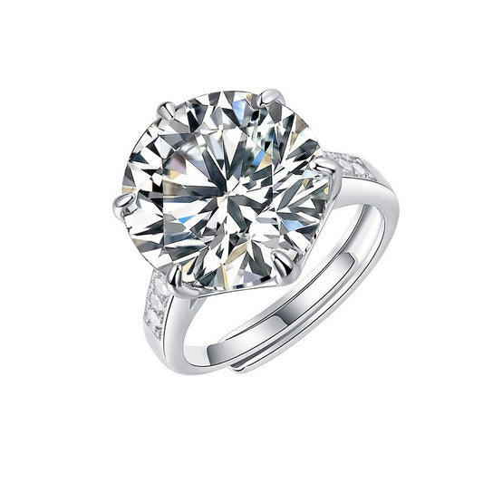 Dollcini 10 Karátos Moissanite Gyűrű – 925 Ezüst, Klasszikus Hatkarmos Foglalat (Állítható Méret)