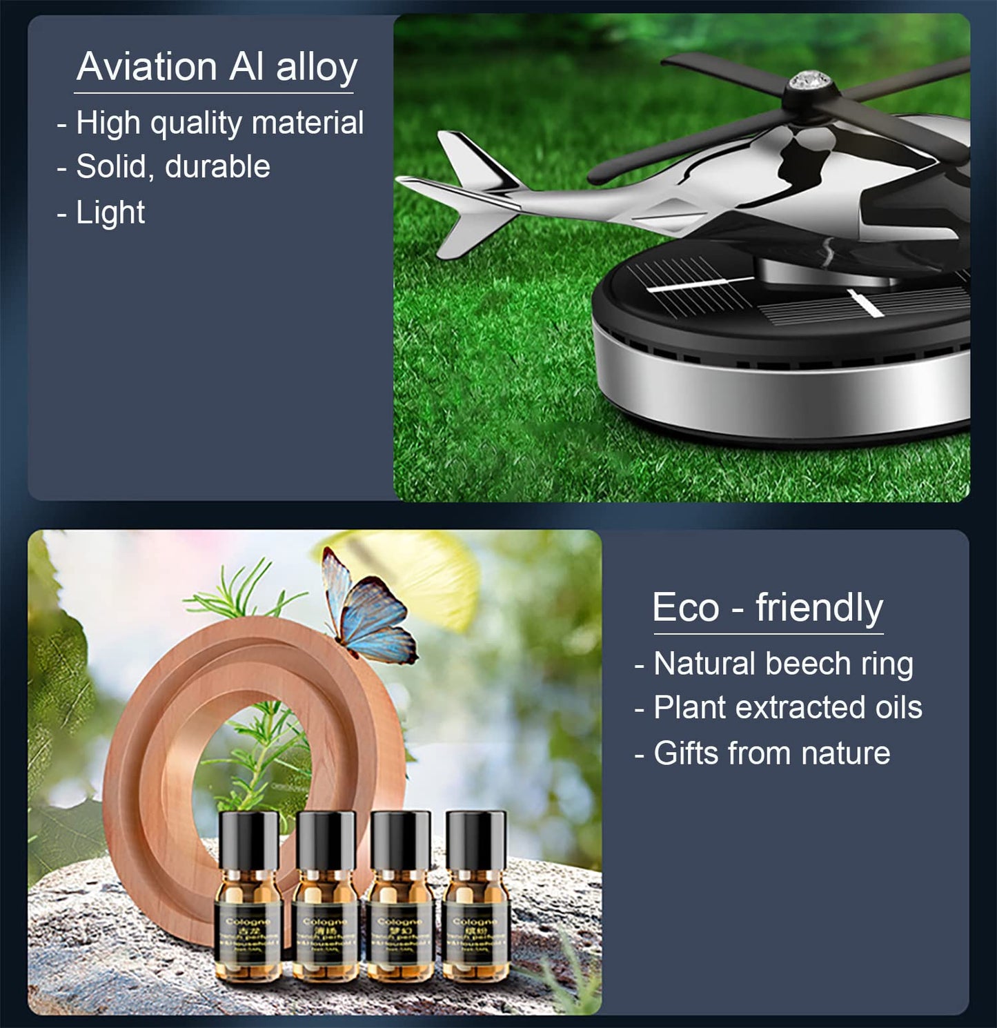 Dollcini, Helikopter formájú napelemes autóillatosító – forgó aromadiffúzor (ezüst)