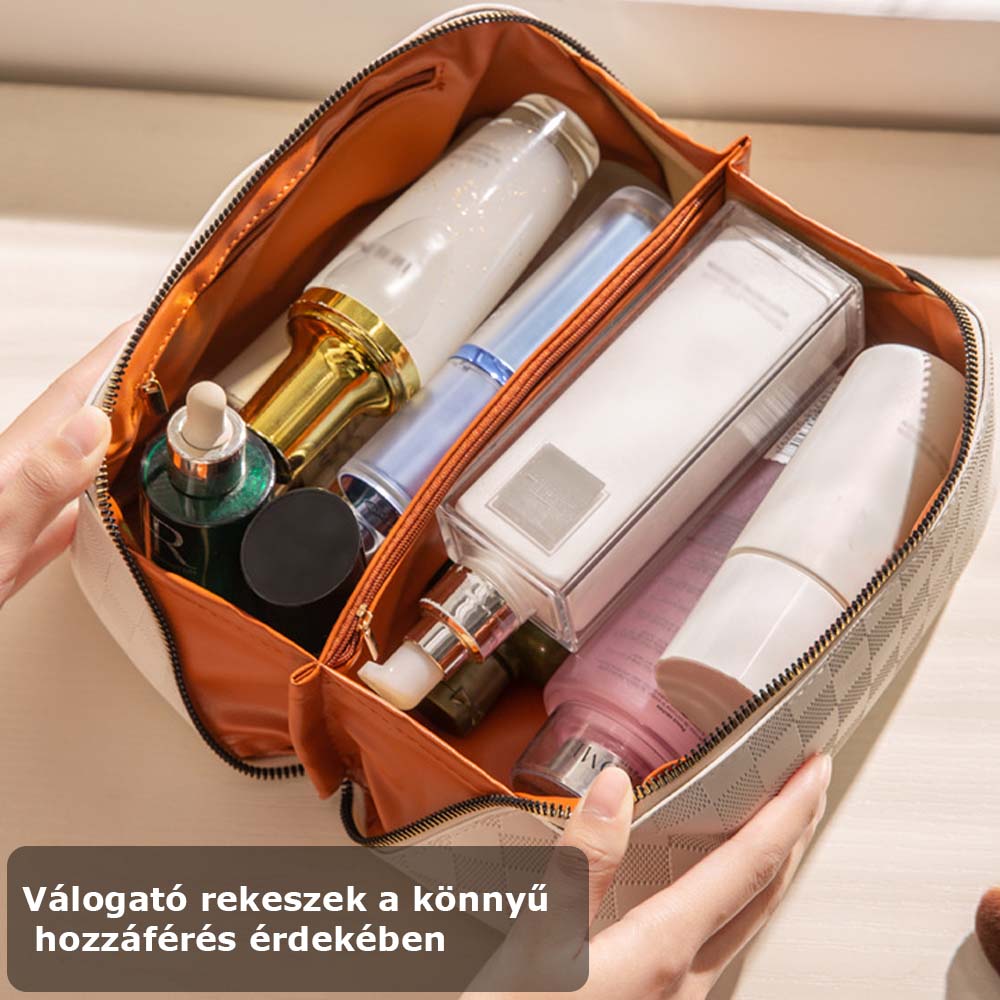 Dollcini Stílusos Kozmetikai Táska – Vízálló műbőr, Nagy Kapacitású